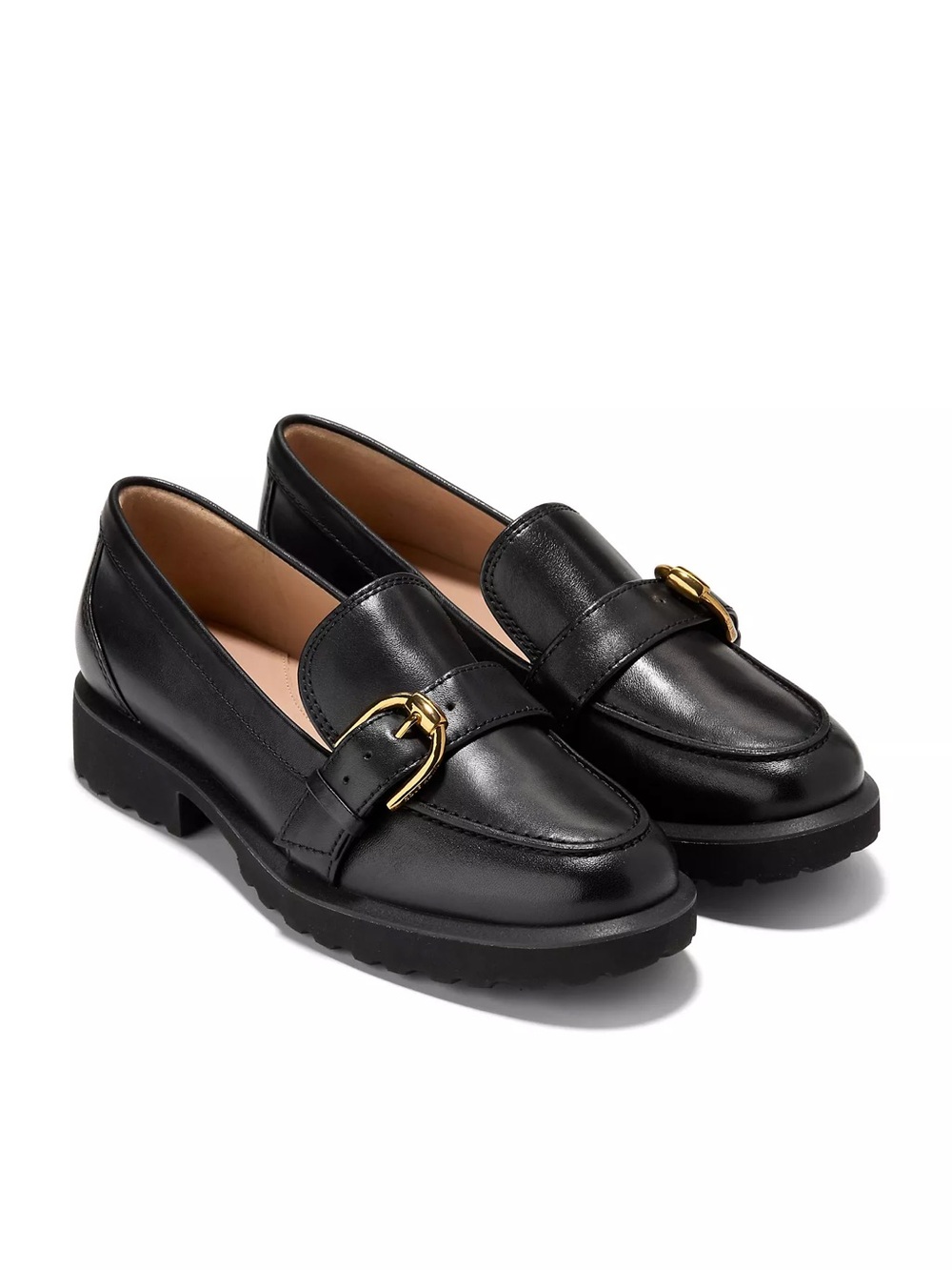 Cole Haan Giana Leather Buckle Loafers in Black 7.5 NWOB $148